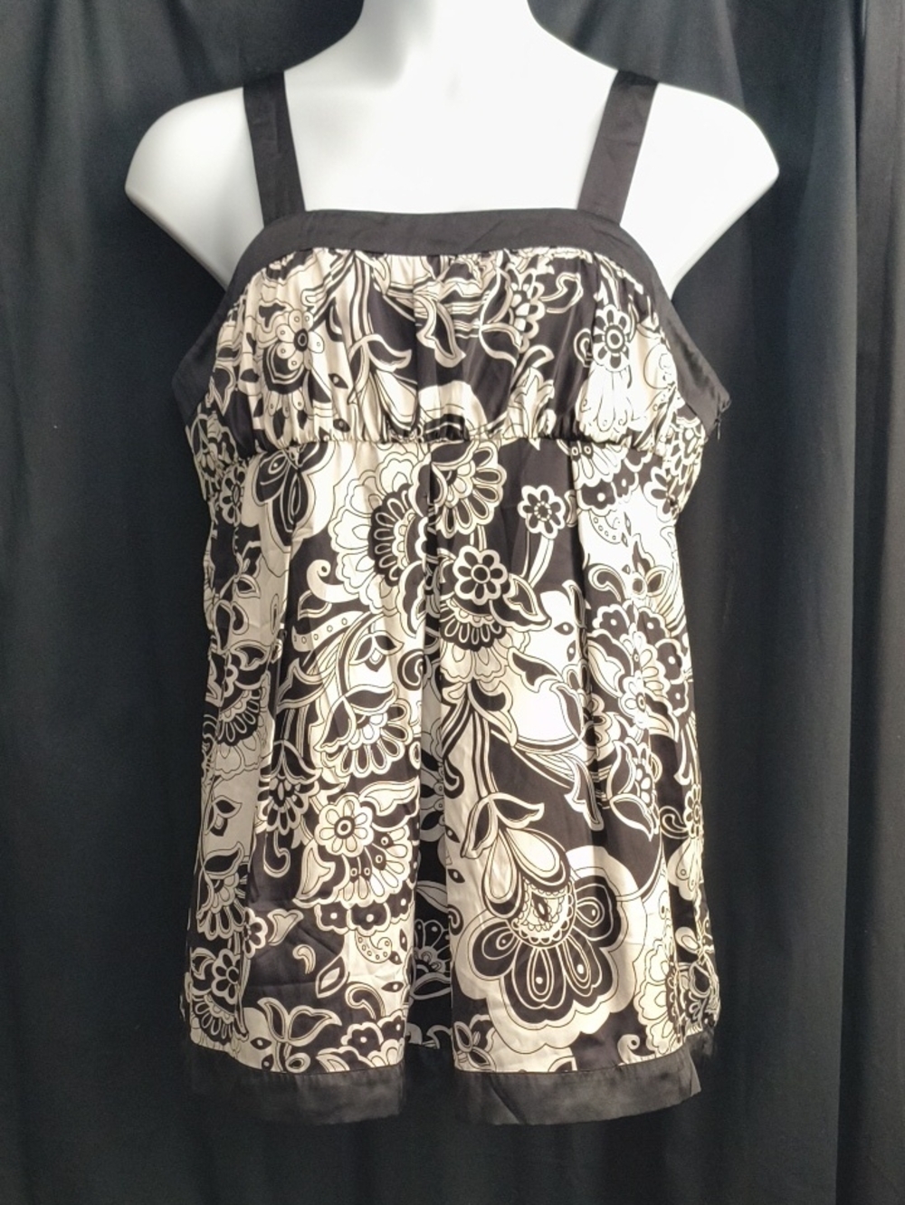 Style & Co. Black and White Floral Camisole Tank #0079